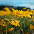 Vibrant Yellow Wildflowers in Bloom Against a Blue Sky