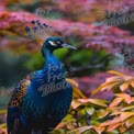 Vibrant Peacock Among Colorful Autumn Foliage