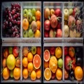 Vibrant Assortment of Fresh Fruits in Clear Containers - Healthy Eating and Nutrition Concept