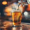 Refreshing Craft Beer Pour in a Pub Setting with Bokeh Background