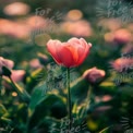 Beautiful Pink Tulip in Bloom with Soft Bokeh Background