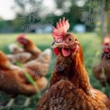 Close-Up of a Majestic Chicken in a Lush Farmyard Setting