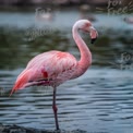 Elegant Pink Flamingo Standing by Tranquil Water: Nature and Wildlife Photography