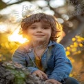 Joyful Child in Nature: Capturing Childhood Wonder and Adventure at Sunset