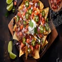 Delicious Loaded Nachos with Fresh Toppings and Lime Wedges