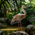 Elegant Flamingo in Tropical Oasis: Nature's Beauty and Serenity