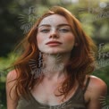 Natural Beauty: Portrait of a Freckled Redhead in a Lush Green Setting