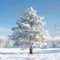 Majestic Snow-Covered Pine Tree in Winter Wonderland