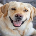 Happy Labrador Retriever Portrait: Joyful Dog Close-Up for Pet Lovers