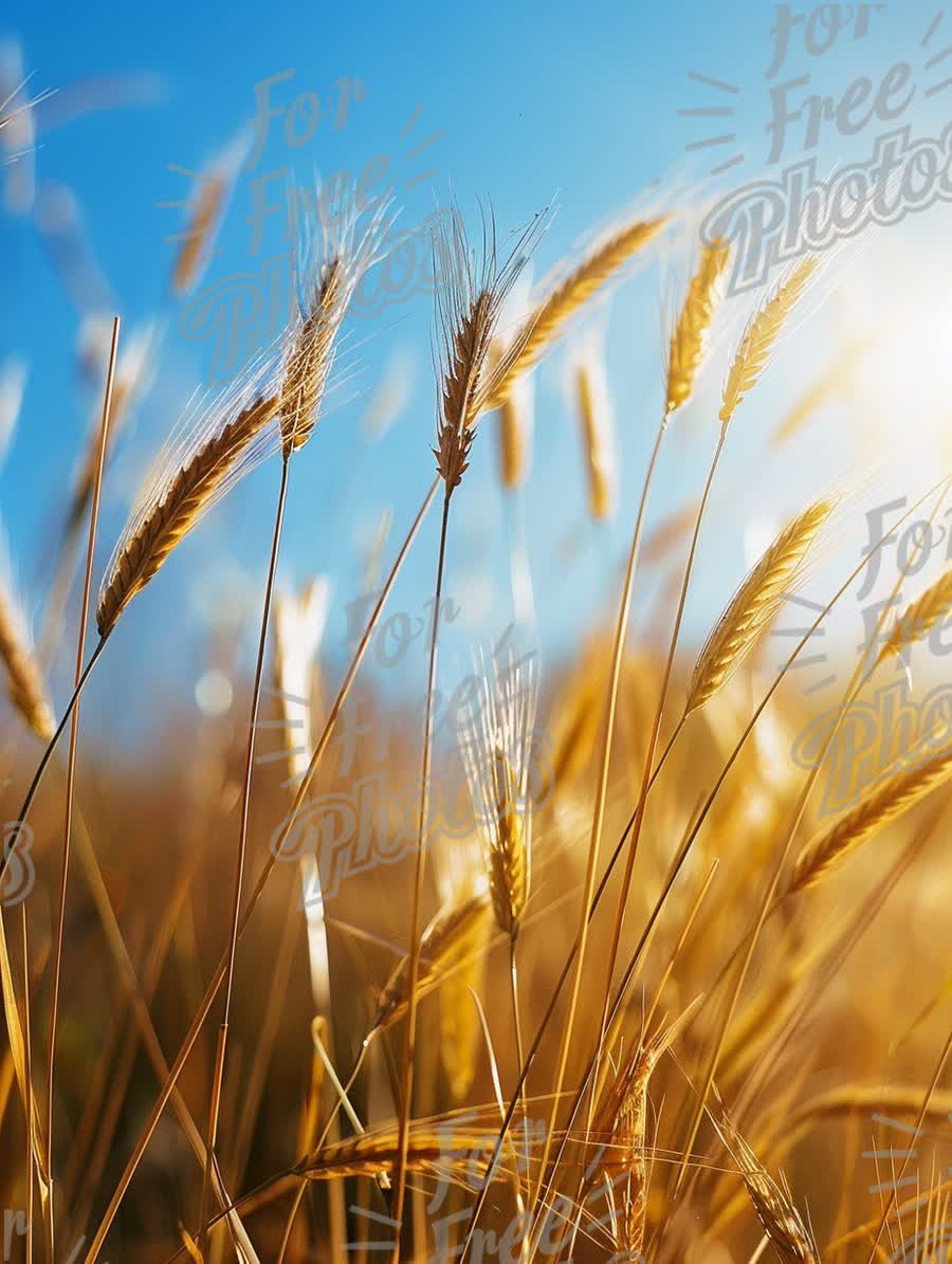 Golden Wheat Field Under Clear Blue Sky - Nature, Agriculture, Harvesting