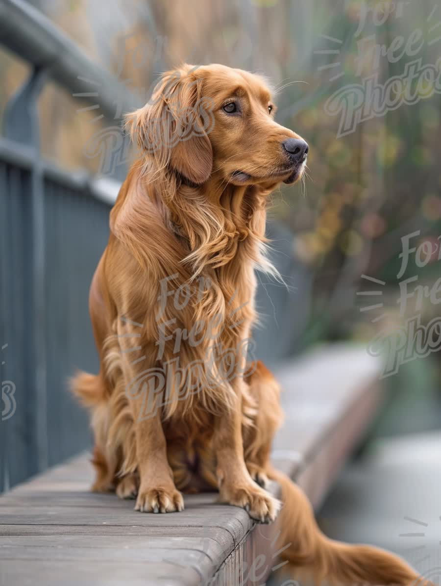 Majestic Golden Retriever Sitting Calmly in Nature