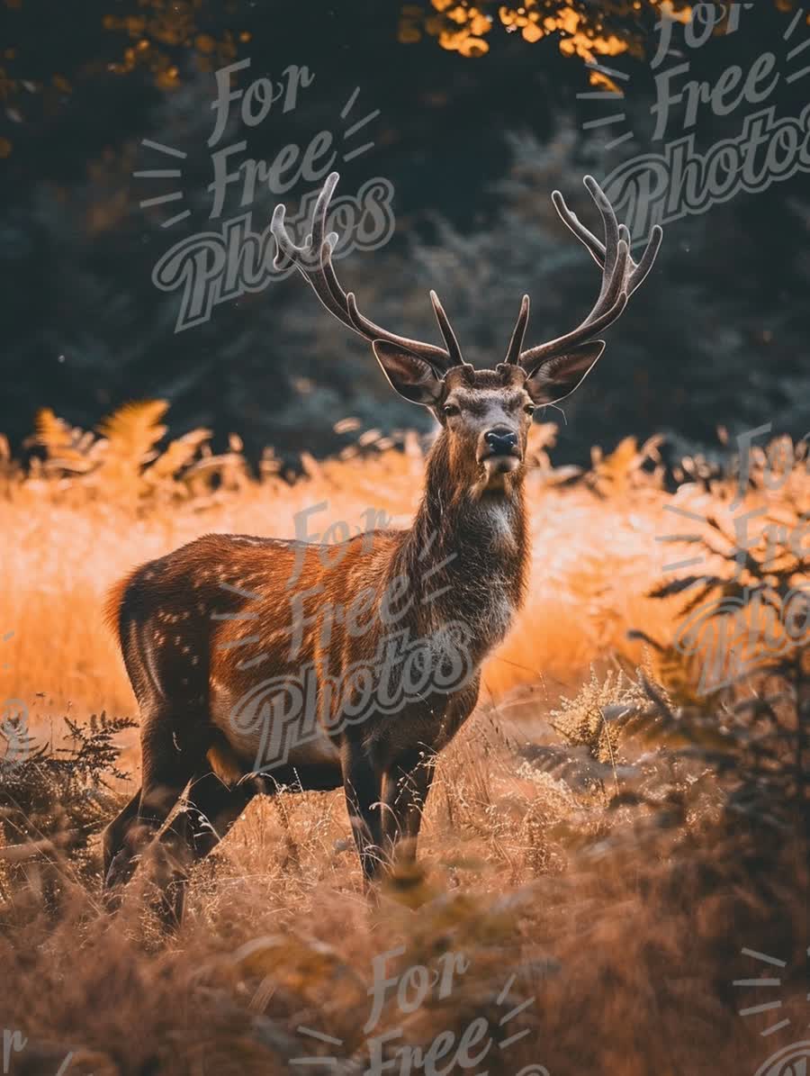 Majestic Stag in Autumn Landscape: Nature's Beauty and Wildlife Serenity