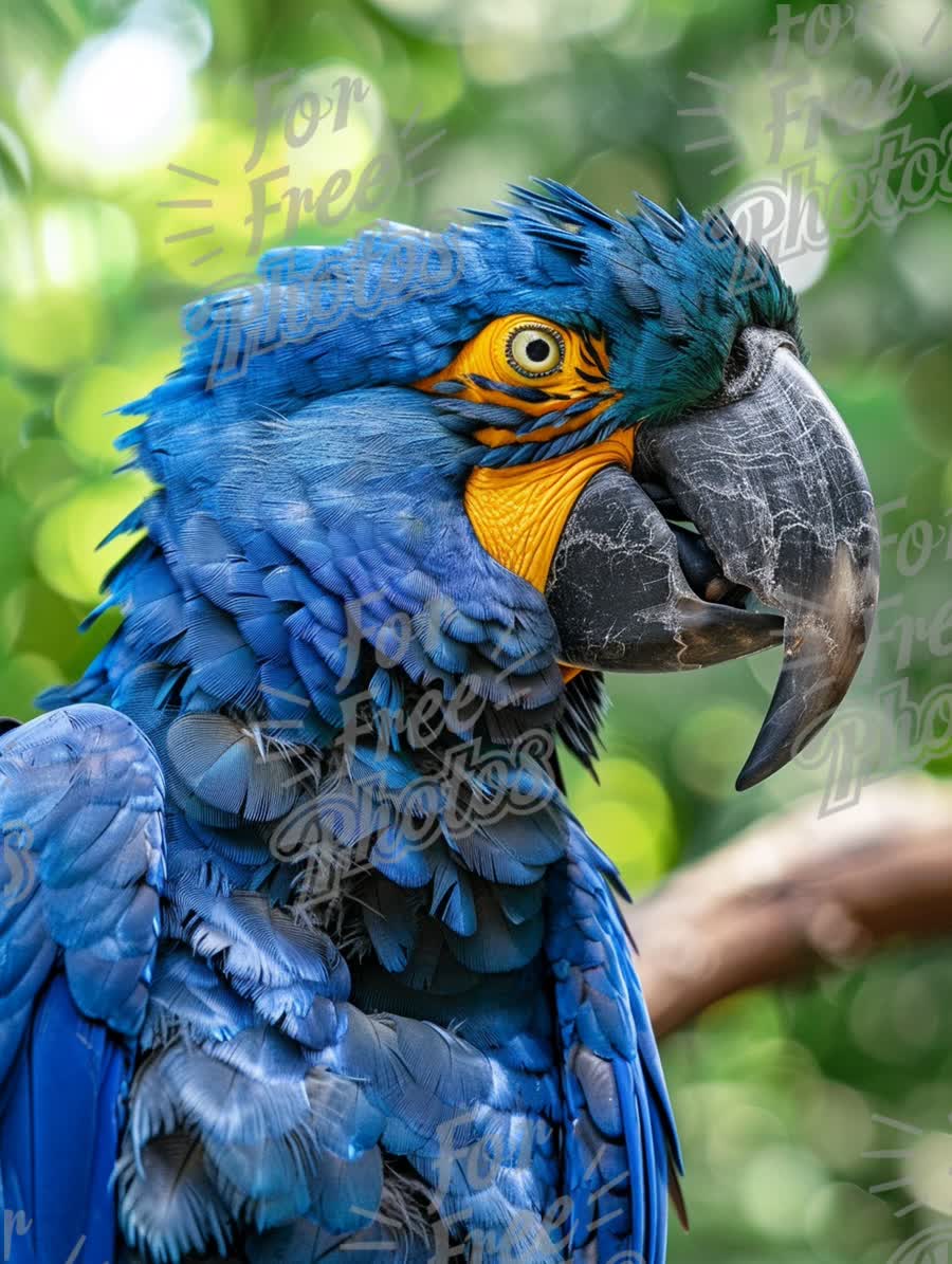 Vibrant Blue Macaw Portrait in Lush Greenery - Exotic Wildlife Photography