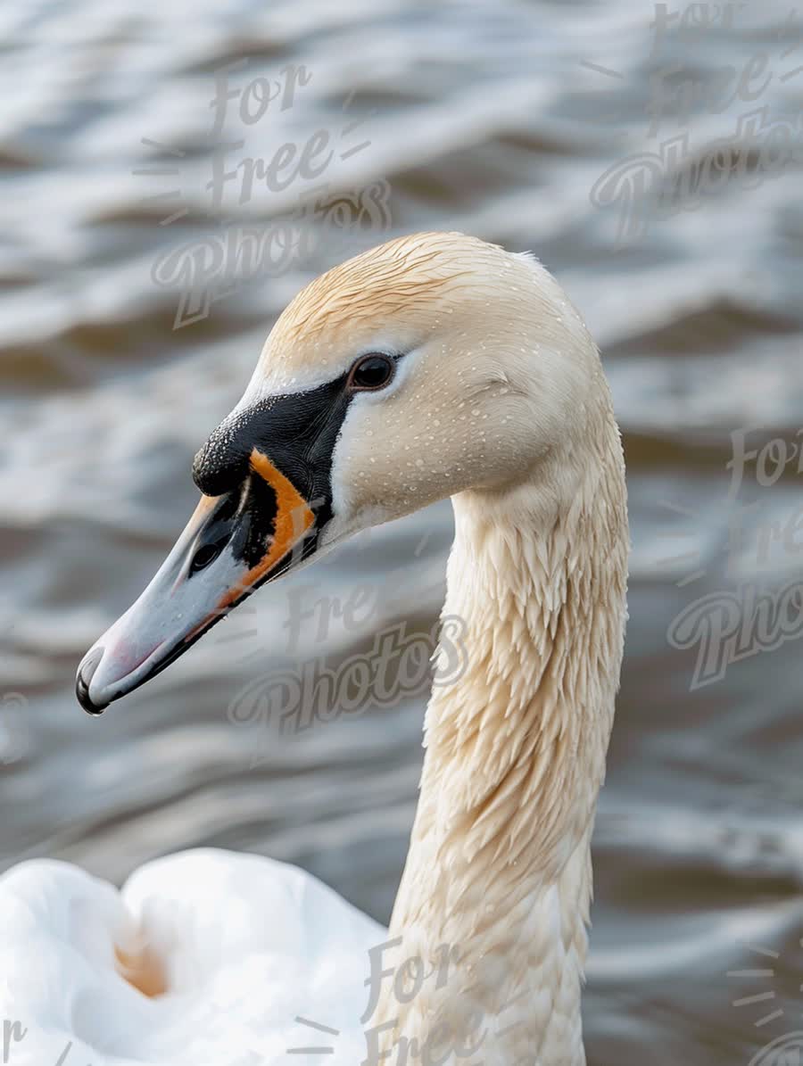 Elegant Swan Portrait Against Water Background