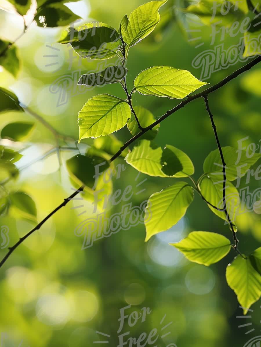 Vibrant Green Leaves in Soft Natural Light - Freshness and Nature Background