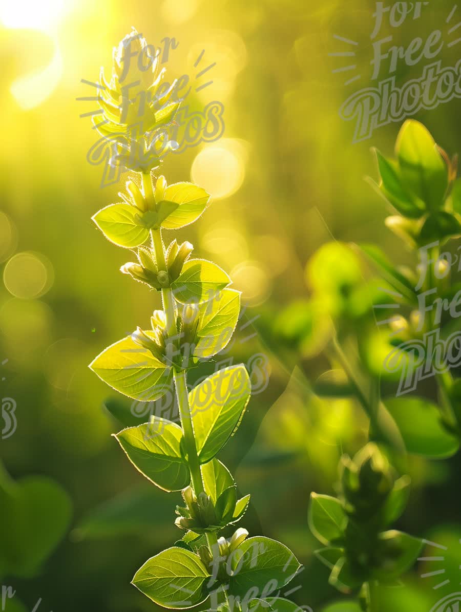 Sunlit Greenery: Fresh Herb with Glowing Background