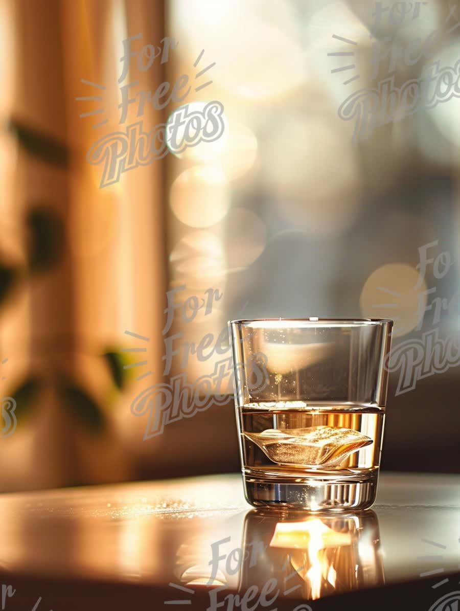 Refreshing Glass of Water with Ice in Soft Natural Light