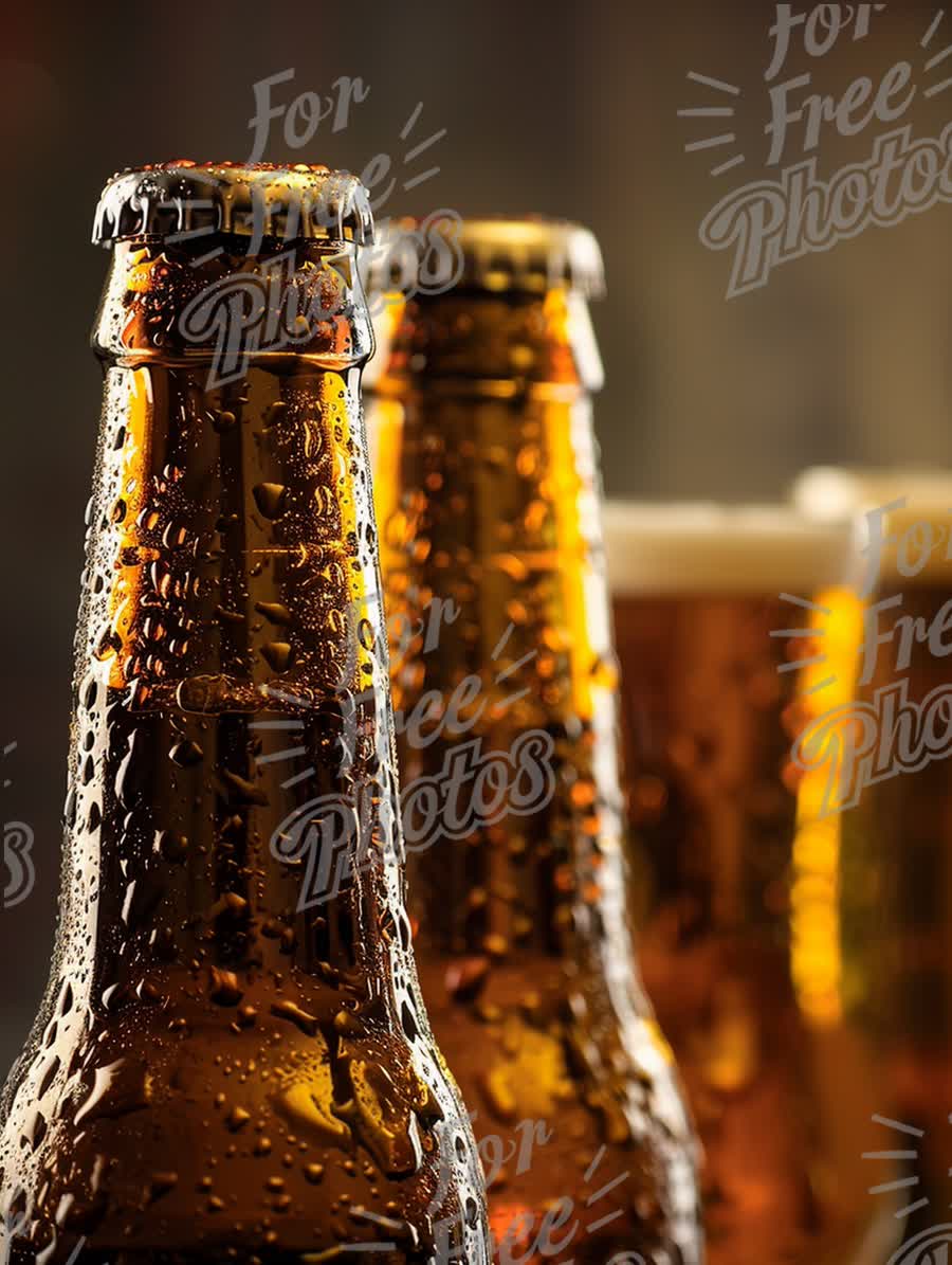 Refreshing Craft Beer Bottles with Droplets - Perfect for Beverage Advertising