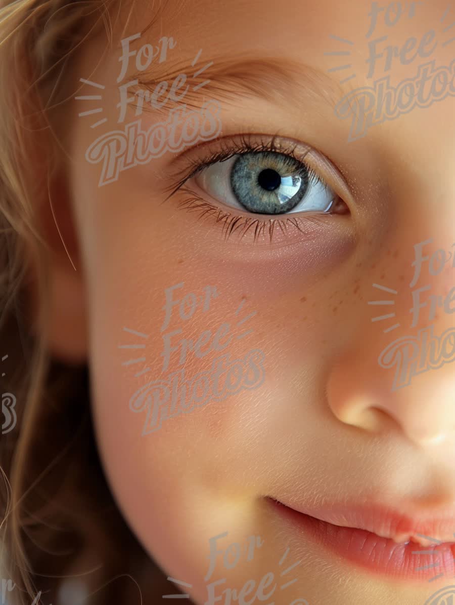 Close-Up of a Child's Blue Eye with Freckles and Soft Skin