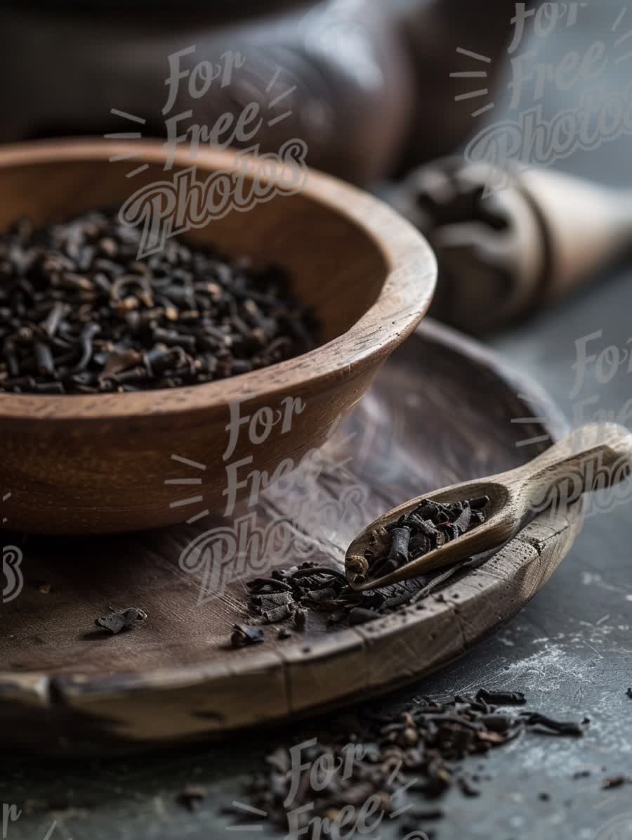 Organic Black Tea Leaves in Rustic Bowl - Natural Ingredients for Healthy Living