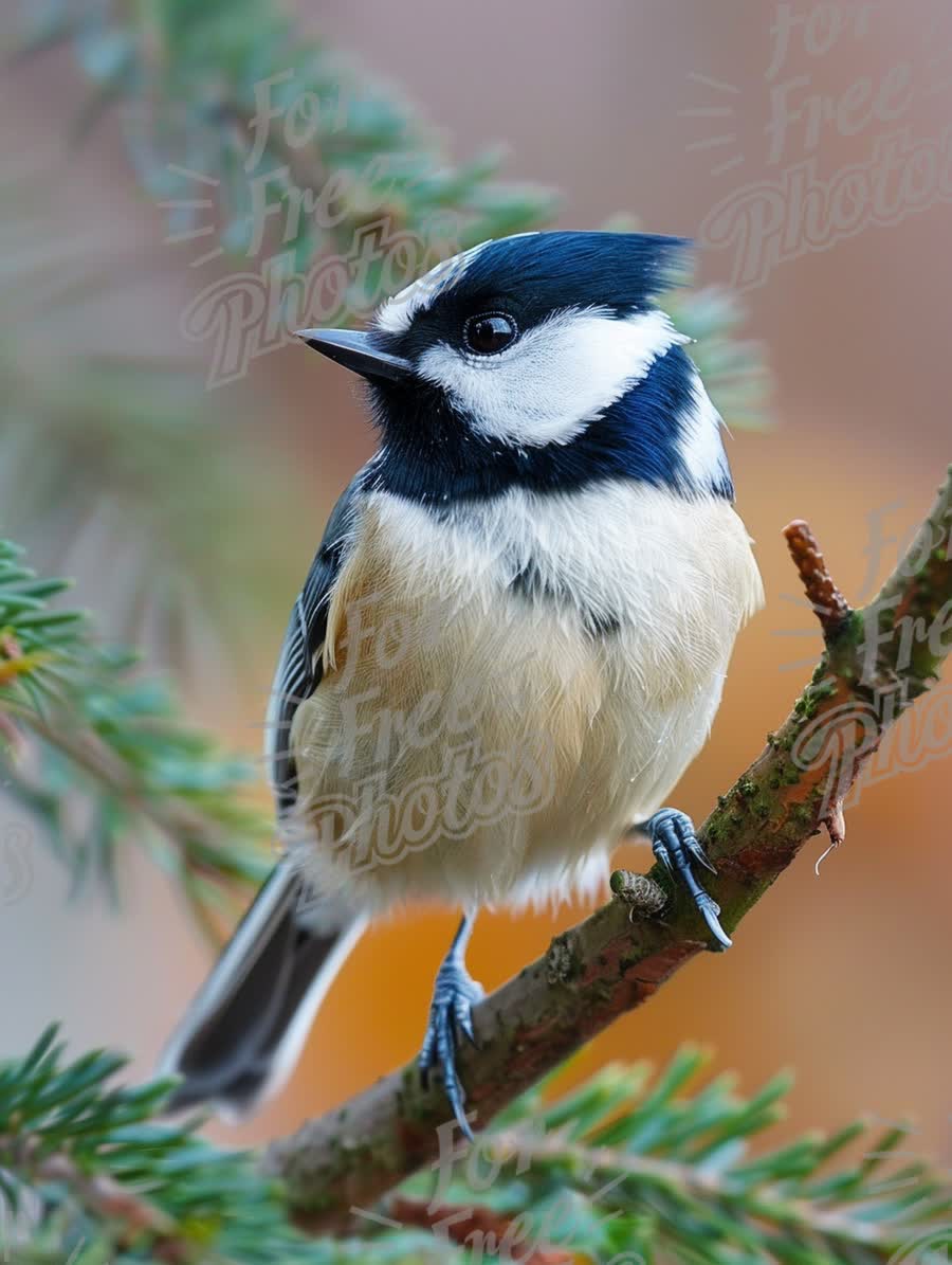 Charming Eurasian Blue Tit Perched on Pine Branch - Vibrant Nature Photography