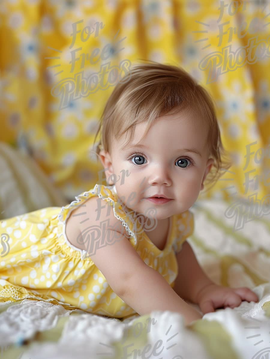 Adorable Baby in Yellow Dress with Bright Eyes - Cute Infant Portrait