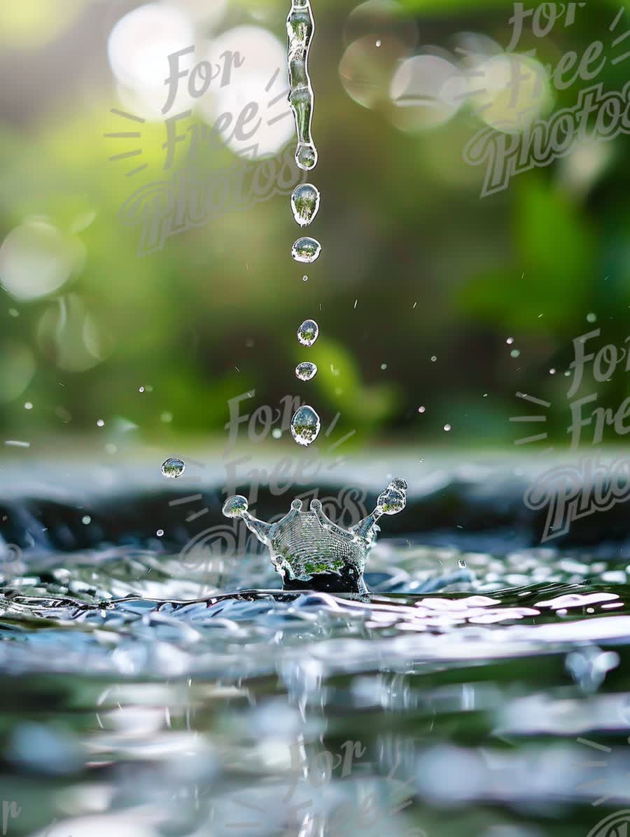 Captivating Water Droplets Creating Ripples: Nature's Serenity and Refreshing Beauty