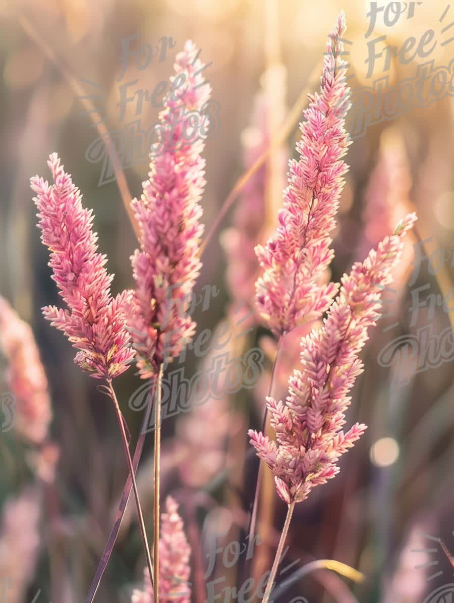 Soft Pink Wildflowers in Golden Light - Nature's Serenity and Beauty