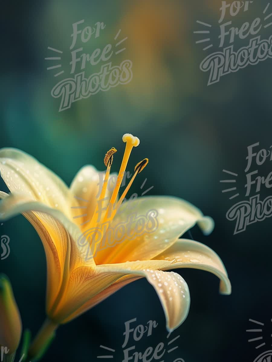 Elegant Yellow Lily with Dew Drops - Nature's Beauty and Serenity