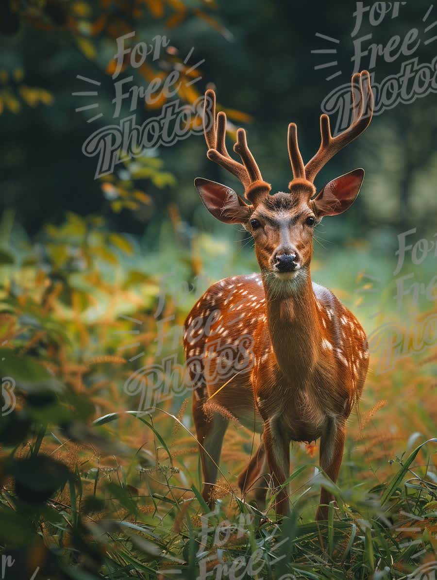 Majestic Spotted Deer in Lush Green Forest