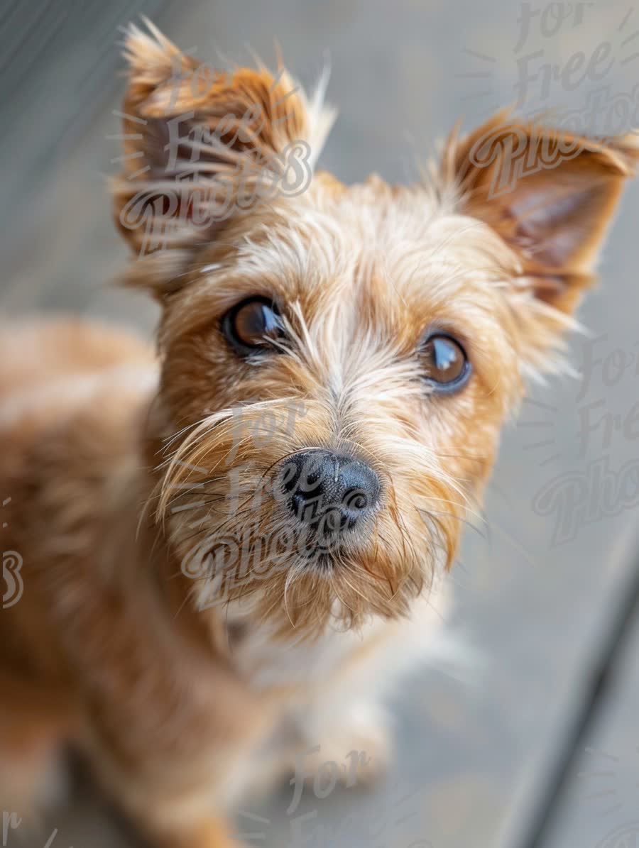 Adorable Close-Up of a Playful Small Dog with Expressive Eyes