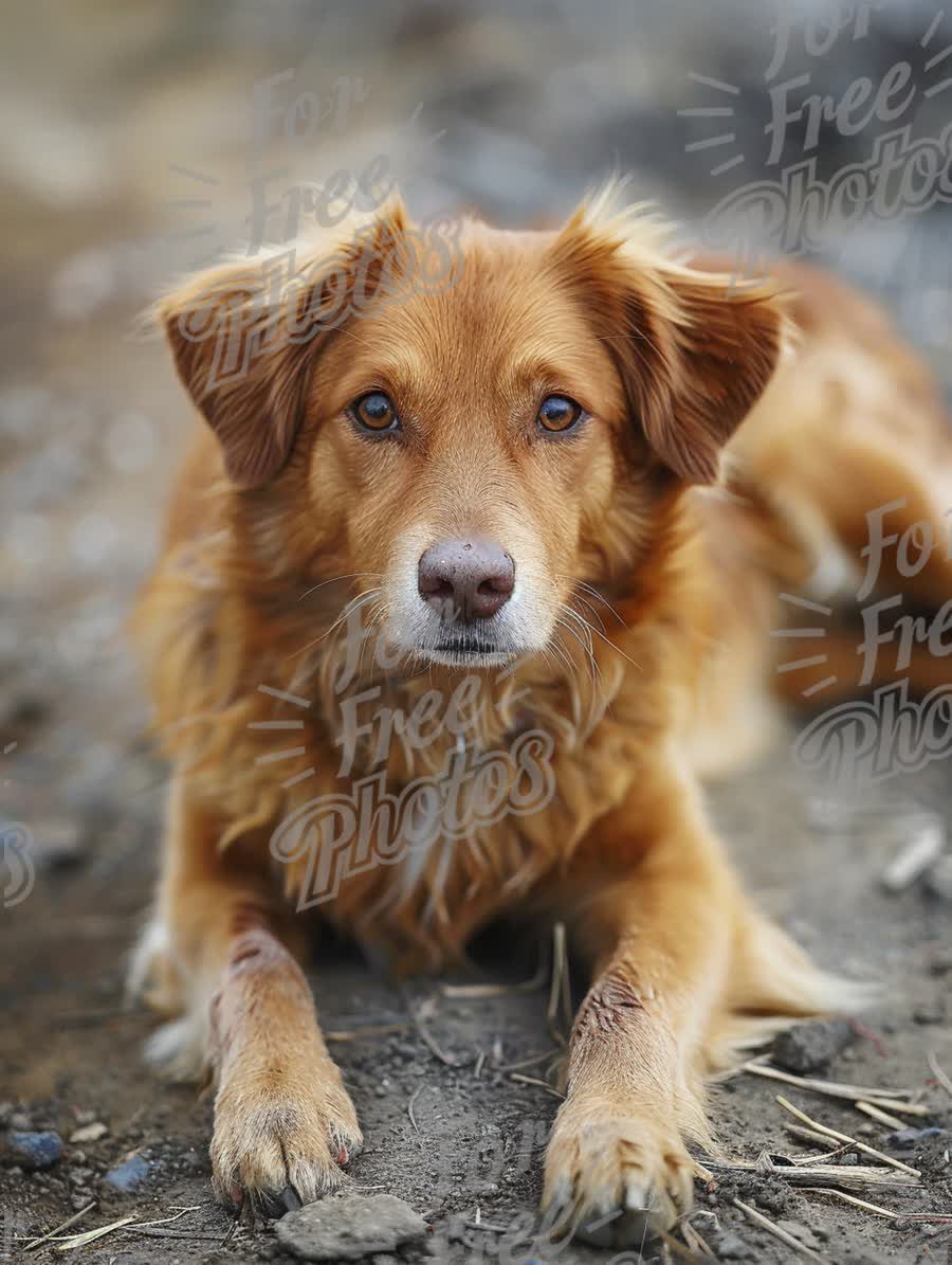 Adorable Golden Dog Relaxing Outdoors in Nature