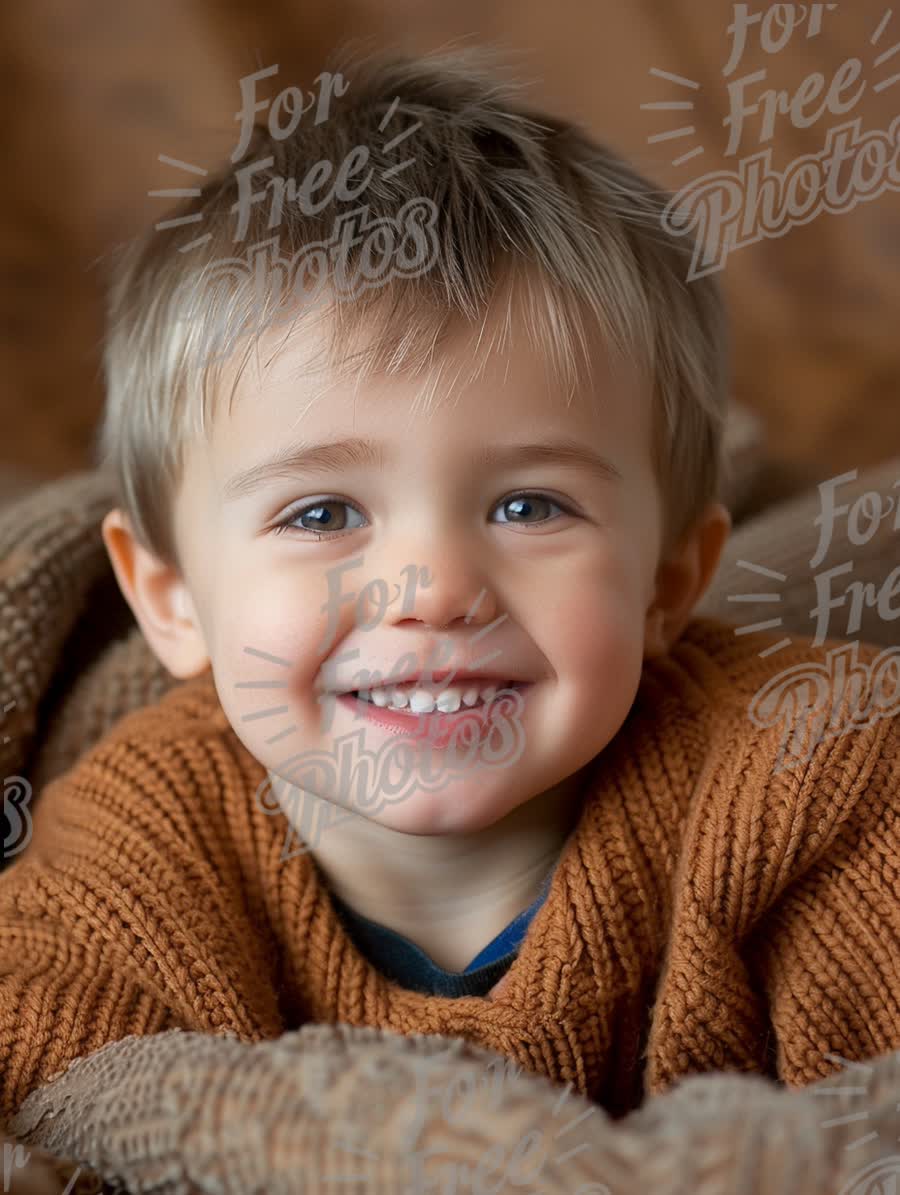 Joyful Child Portrait with Warm Sweater - Happy Smiling Boy