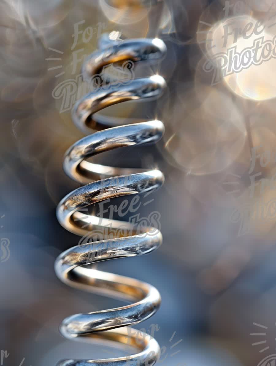 Abstract Close-Up of a Metal Spring with Bokeh Background