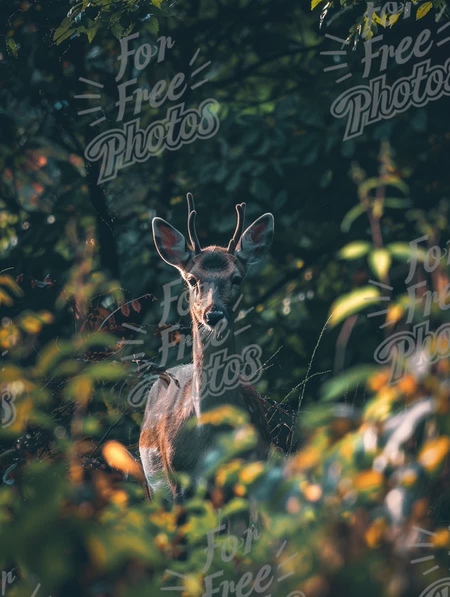 Majestic Deer in Lush Forest: Nature's Serenity and Wildlife Beauty