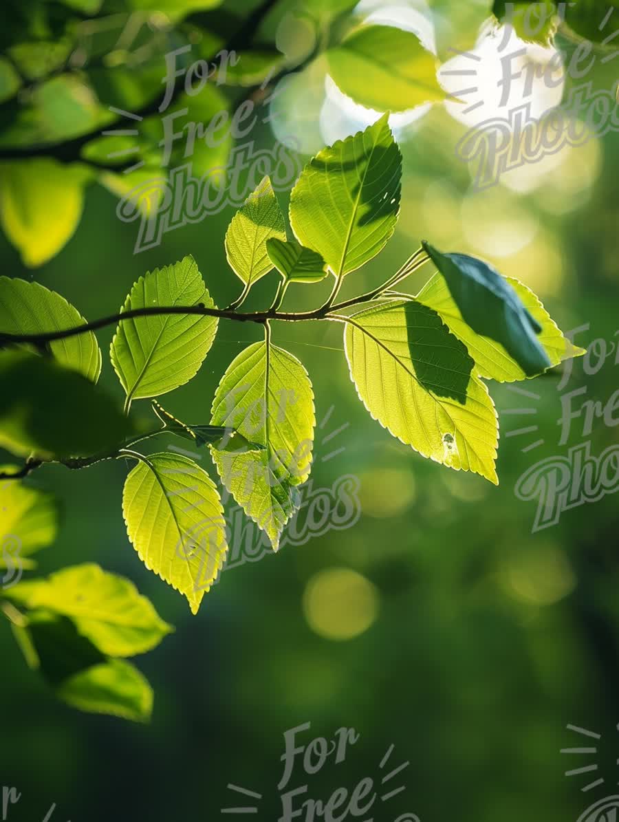 Sunlit Green Leaves in a Lush Forest - Nature Background