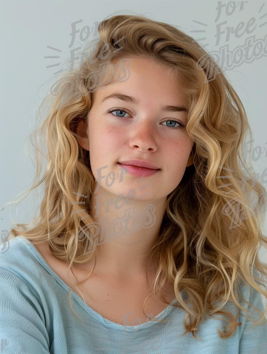 Natural Beauty Portrait of a Young Woman with Wavy Hair