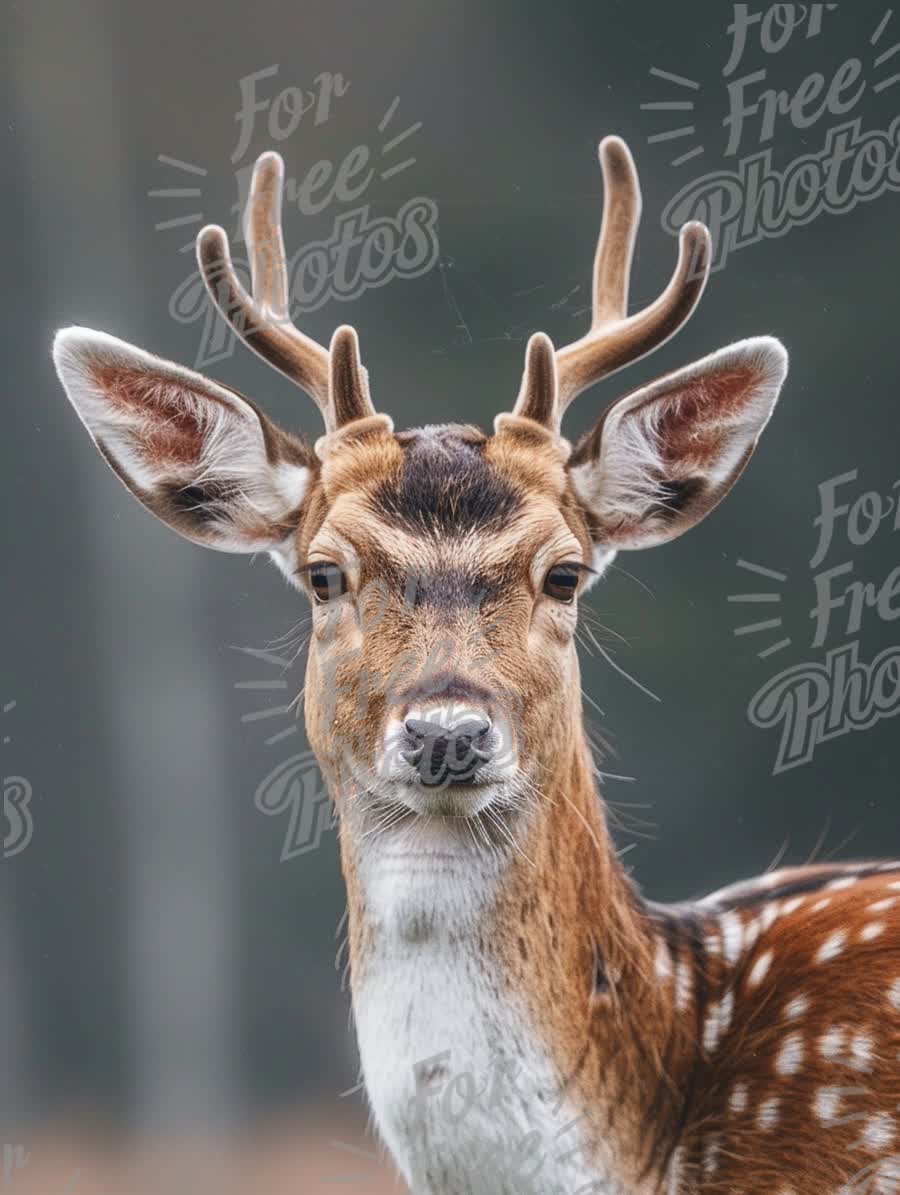 Majestic Male Deer Portrait with Antlers in Natural Habitat