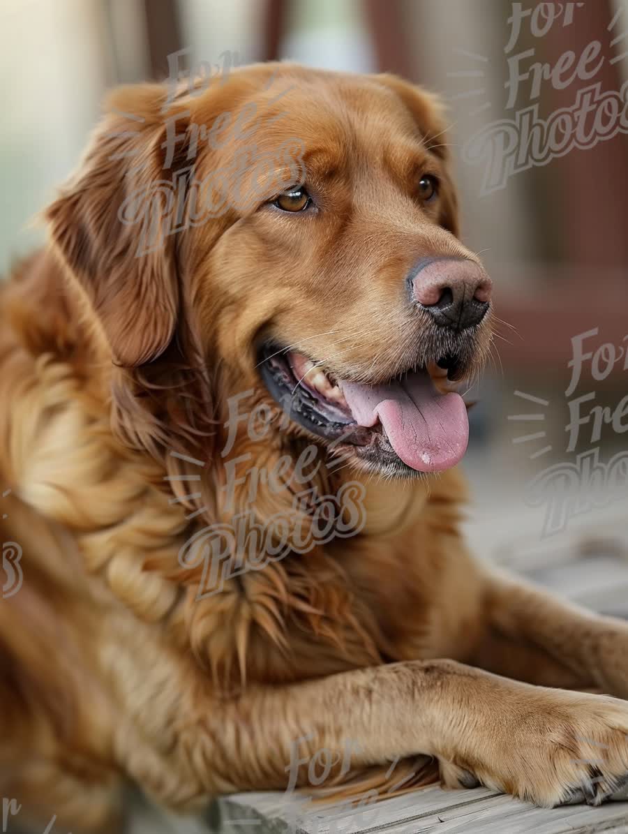 Happy Golden Retriever Relaxing Outdoors - Friendly Pet Portrait