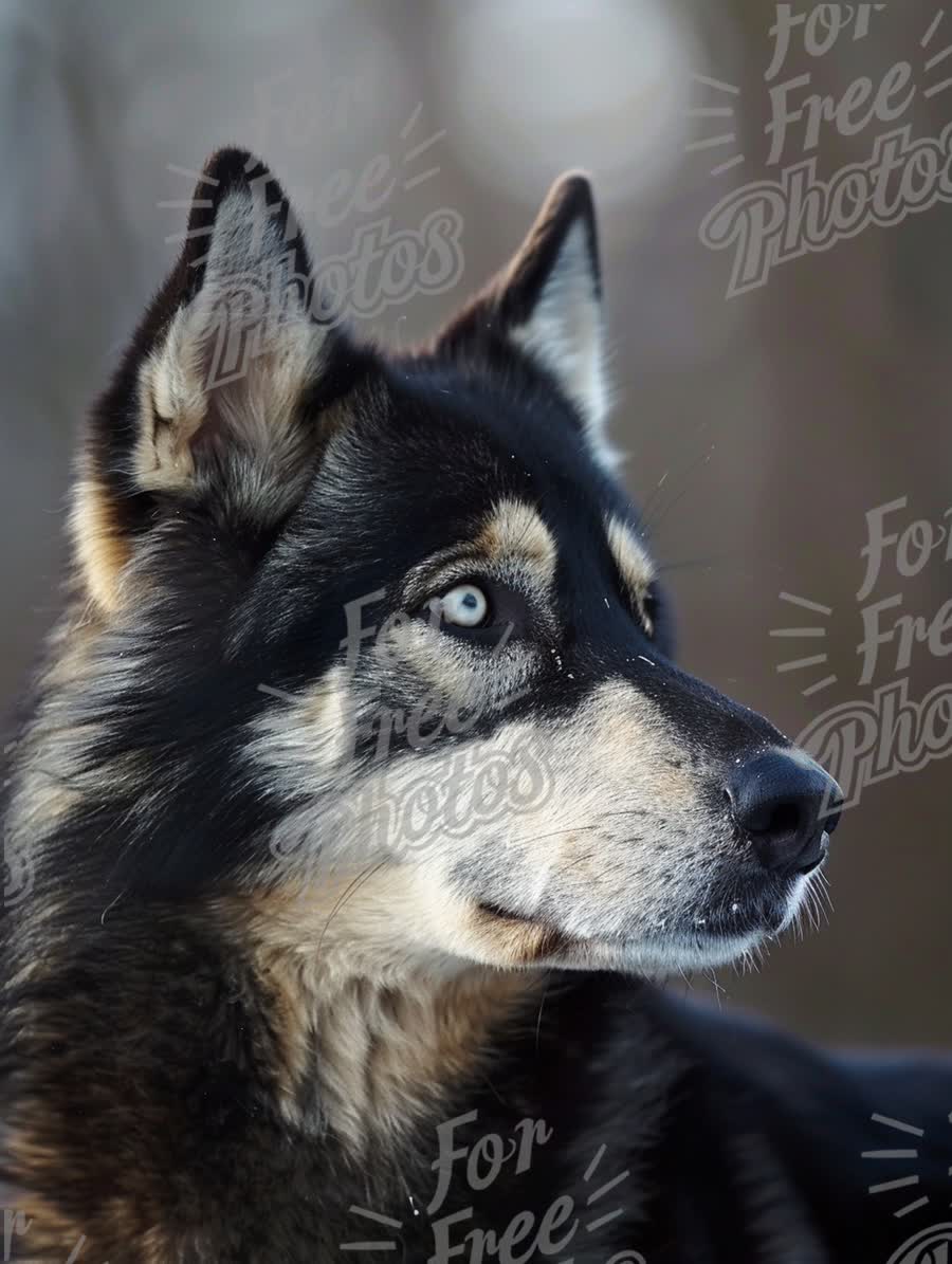 Majestic Siberian Husky with Striking Blue Eyes in Nature