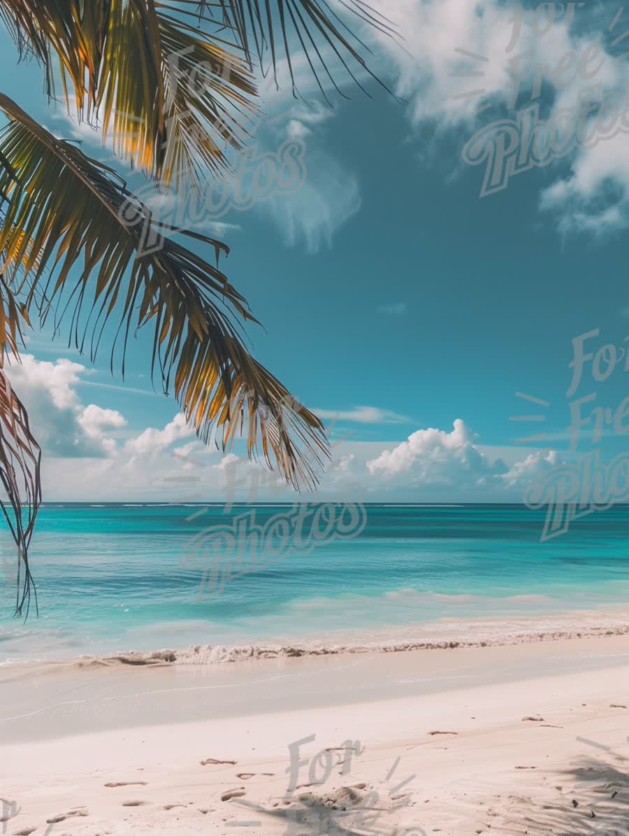 Tropical Paradise: Serene Beach with Palm Trees and Crystal Clear Waters