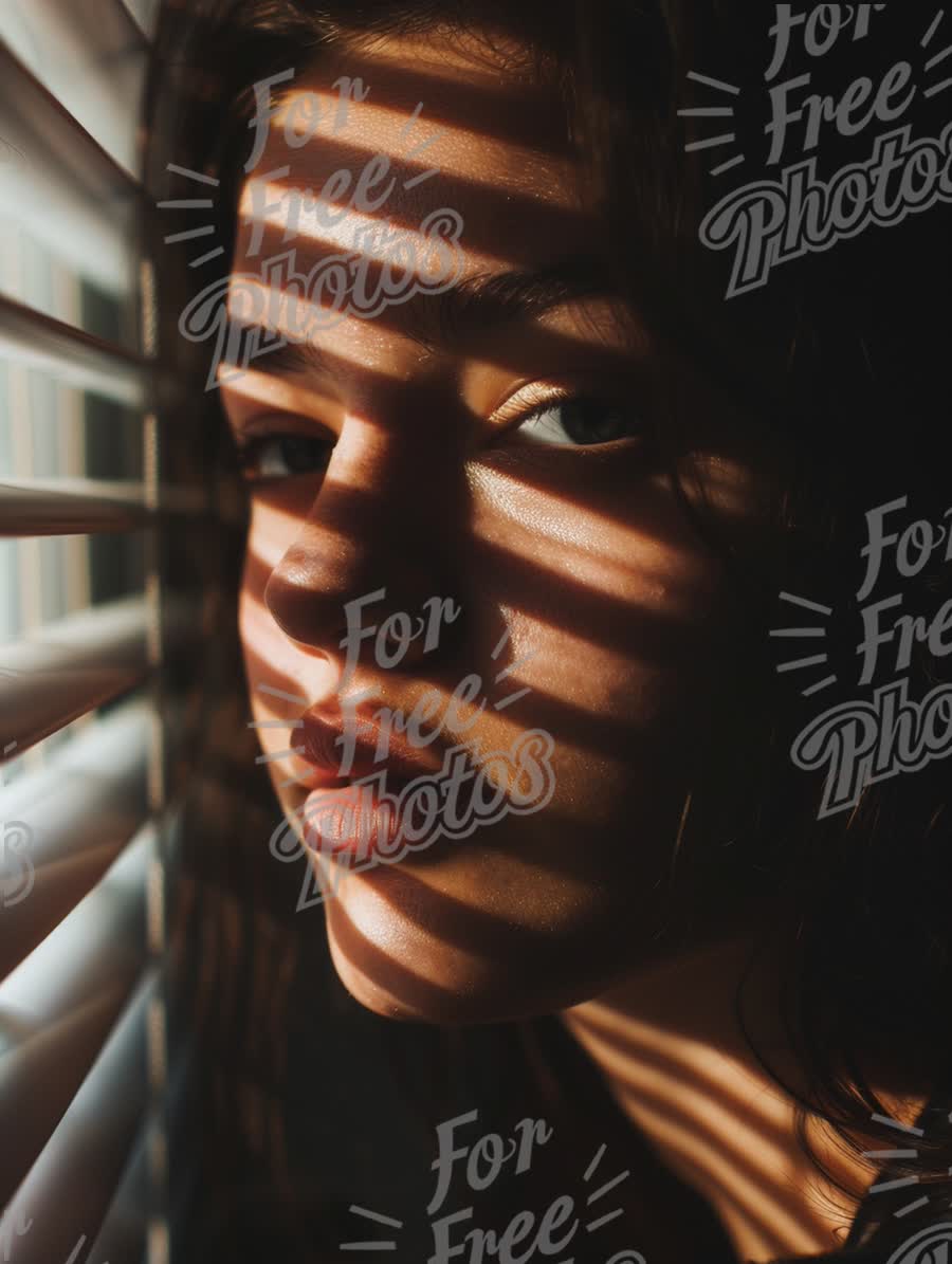 Artistic Portrait with Dramatic Light and Shadow Play