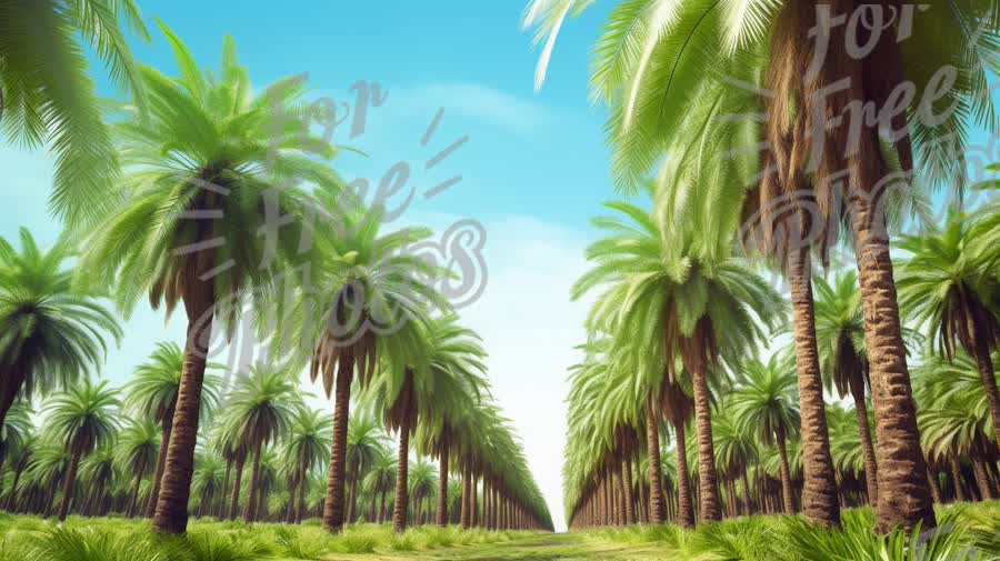 Tropical Palm Tree Paradise: Lush Green Landscape for Travel and Nature Themes