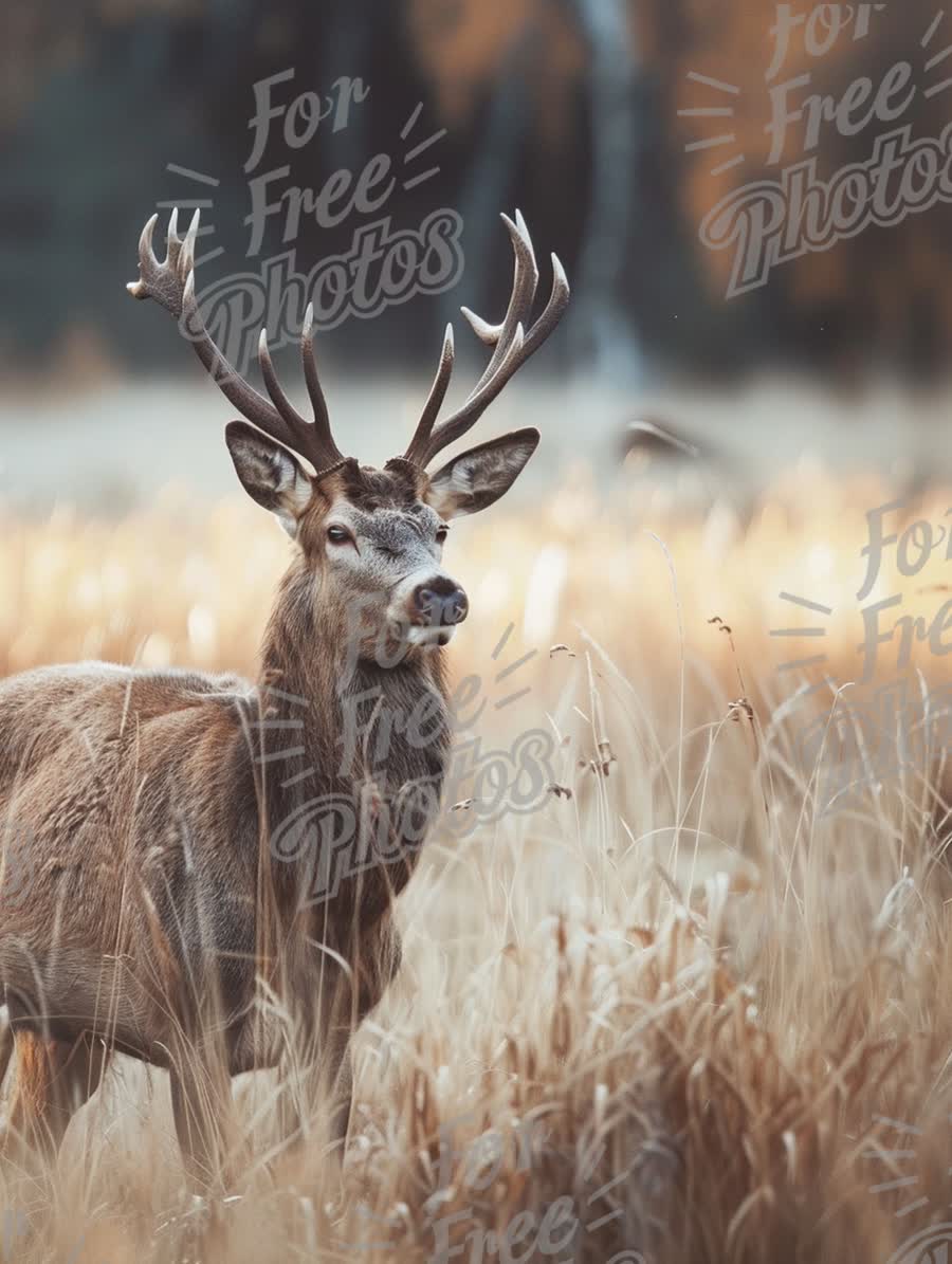 Majestic Stag in Serene Autumn Landscape