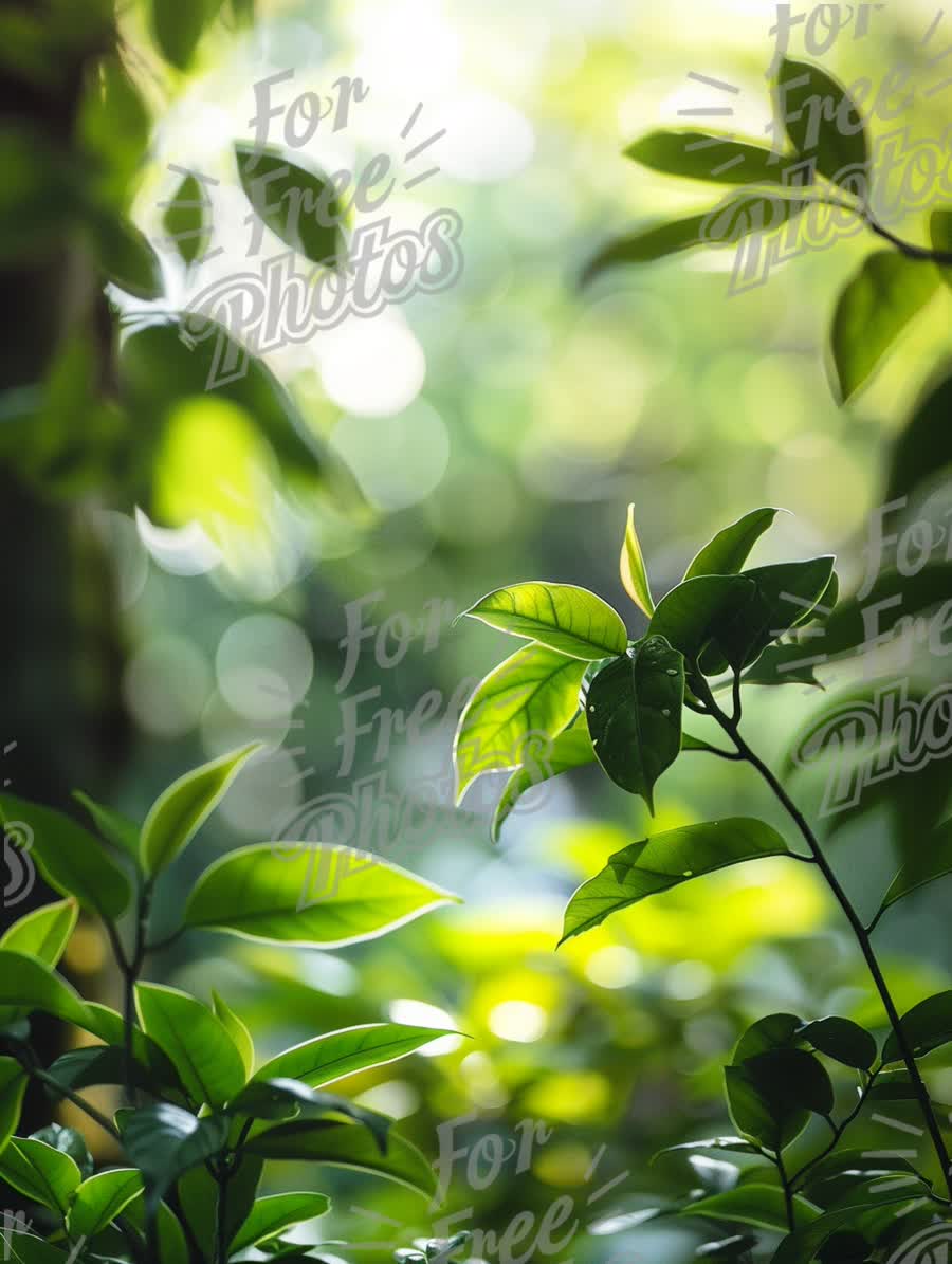 Serene Green Leaves with Soft Bokeh Background - Nature's Tranquility