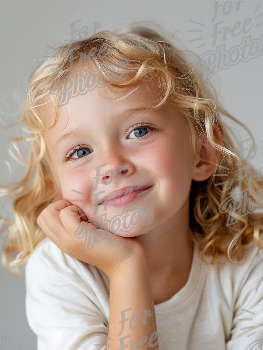 Charming Smiling Child with Curly Hair in Soft Natural Light