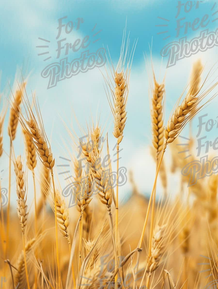 Golden Wheat Field Under Blue Sky - Agriculture and Nature Background