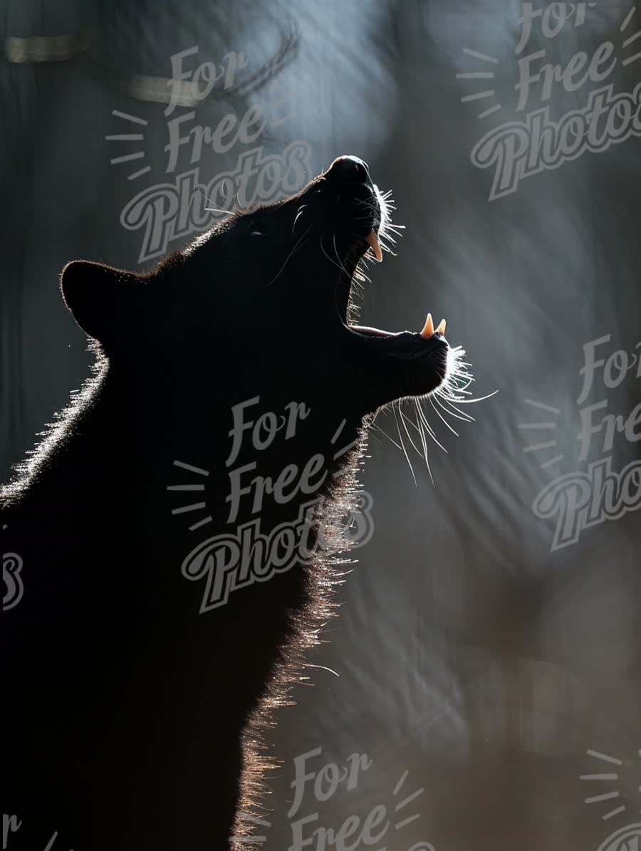 Majestic Black Panther Silhouette Roaring in Natural Habitat