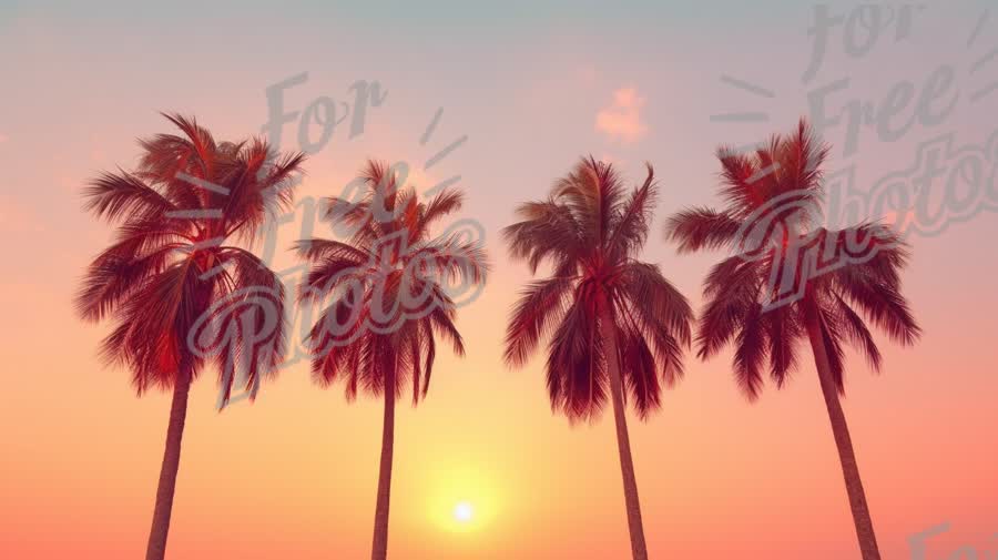 Tropical Sunset with Palm Trees: Serene Beach Vibes and Relaxation