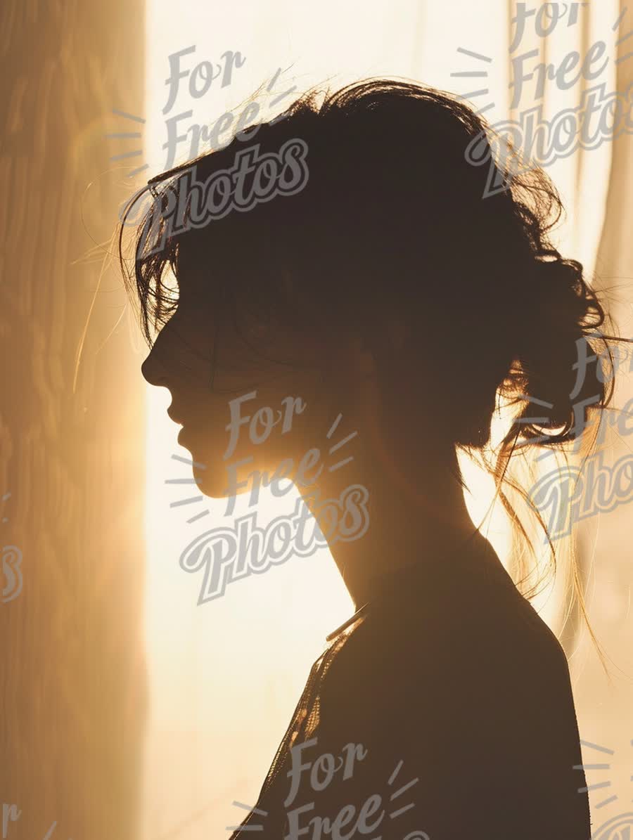 Silhouette of a Woman Against a Warm Sunset Glow